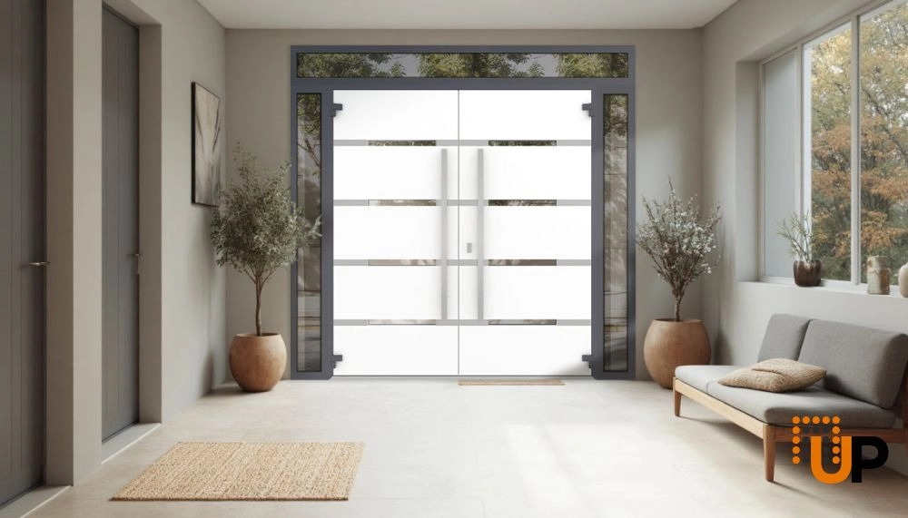 Deux 1105 exterior aluminum double door 96x108 (12+72+12x96+12) grey steel Photo #4