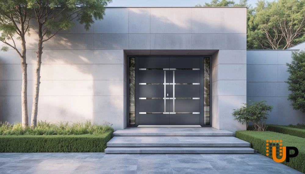 Deux 1105 exterior aluminum double door 100x96 (14+72+14x96) grey steel Photo #3