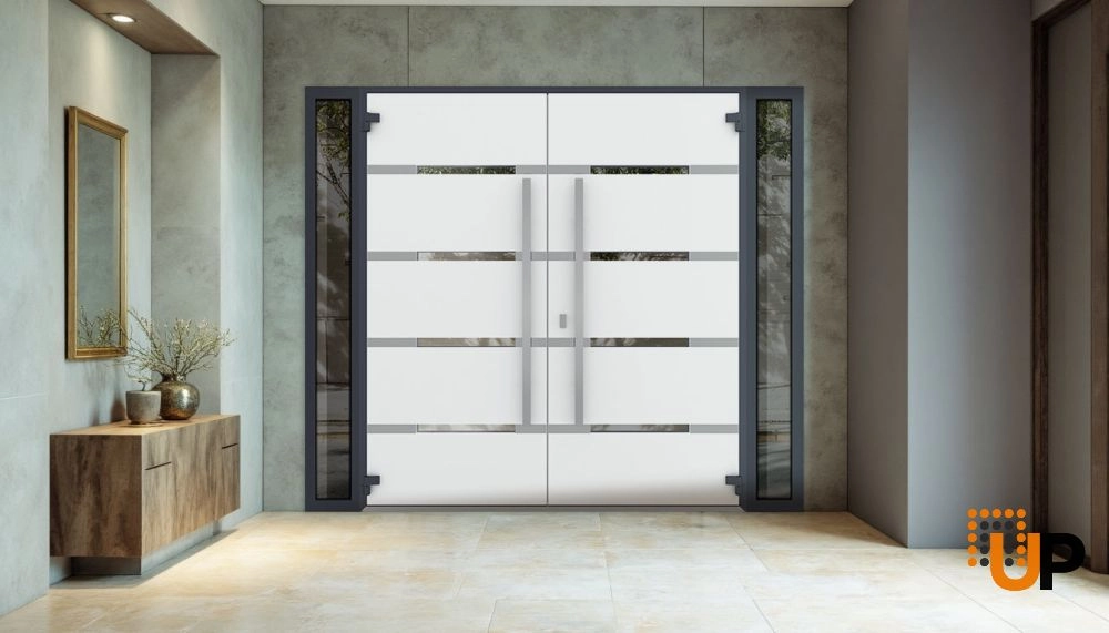 Deux 1105 exterior aluminum double door 100x96 (14+72+14x96) grey steel Photo #4
