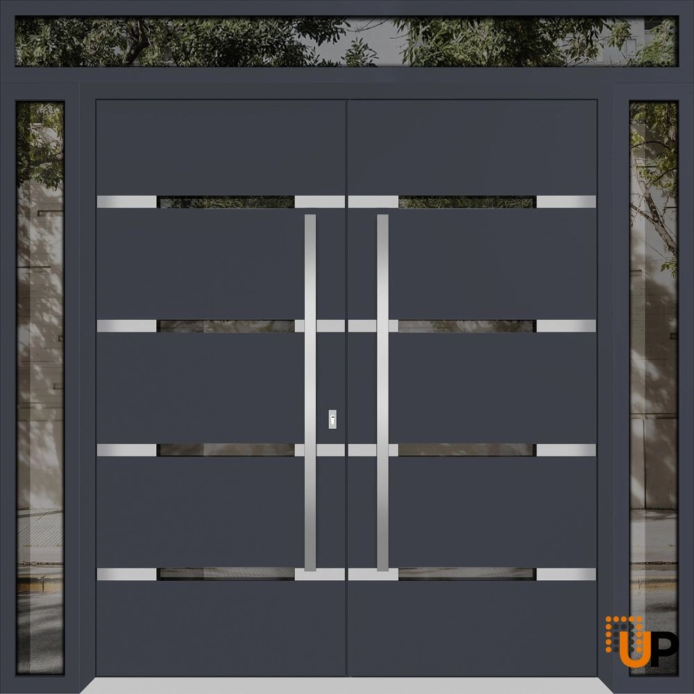 Deux 1105 exterior aluminum double door 100x112 (14+72+14x96+16) grey steel Photo #1