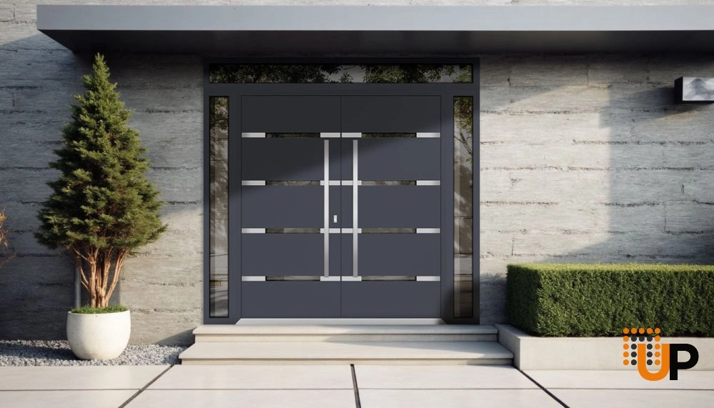 Deux 1105 exterior aluminum double door 100x112 (14+72+14x96+16) grey steel Photo #3