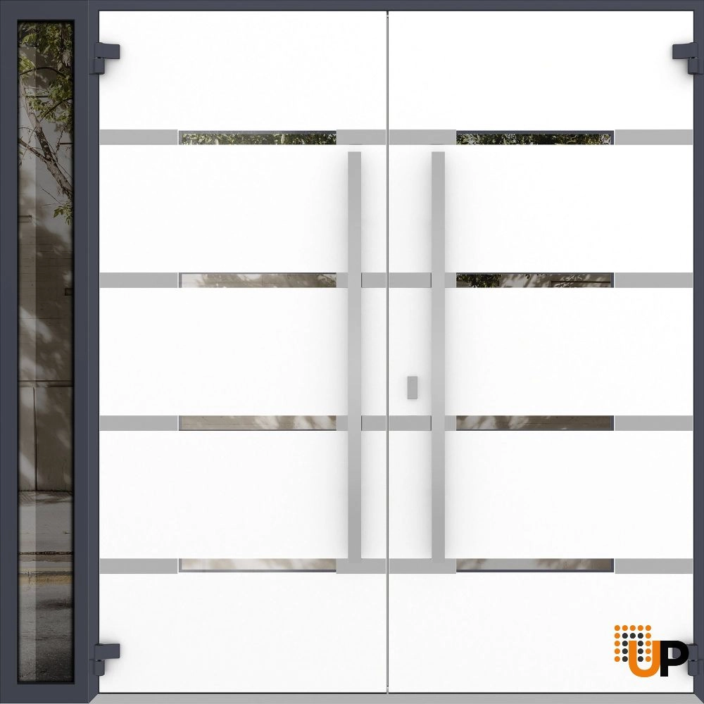Deux 1105 exterior aluminum double door 84x96 (72+12x96) grey steel Photo #2