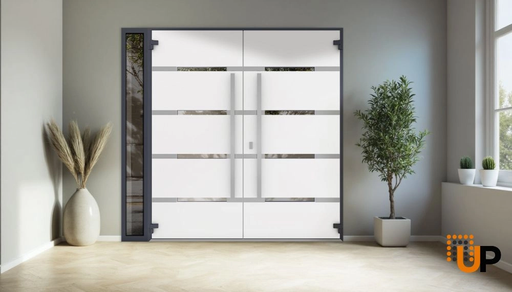 Deux 1105 exterior aluminum double door 84x96 (72+12x96) grey steel Photo #4