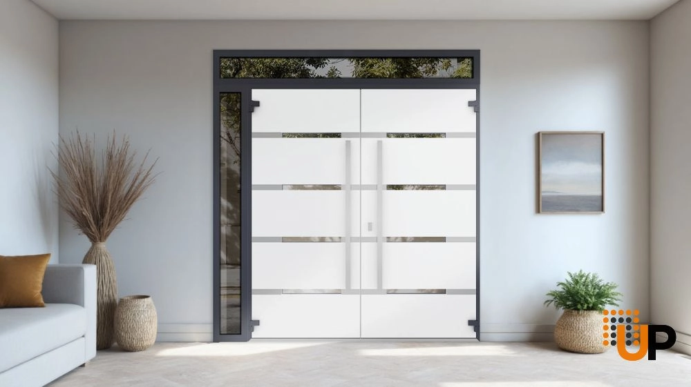 Deux 1105 exterior aluminum double door 84x110 (72+12x96+14) grey steel Photo #4