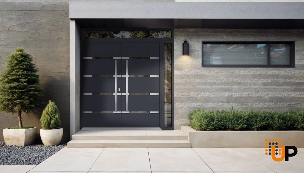 Deux 1105 exterior aluminum double door 86x112 (72+14x96+16) grey steel Photo #3