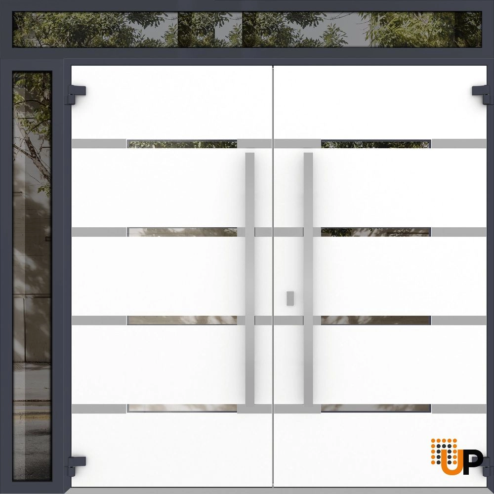 Deux 1105 exterior aluminum double door 88x112 (72+16x96+16) grey steel Photo #2