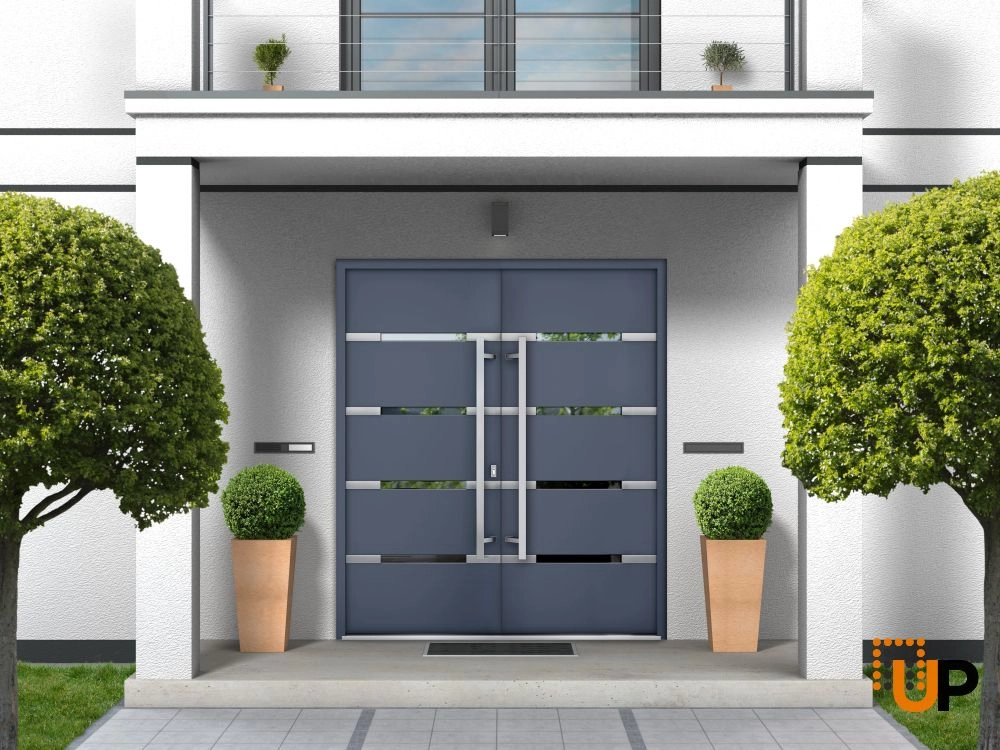 Deux 1105 exterior aluminum double door 72x96 grey steel Photo #3