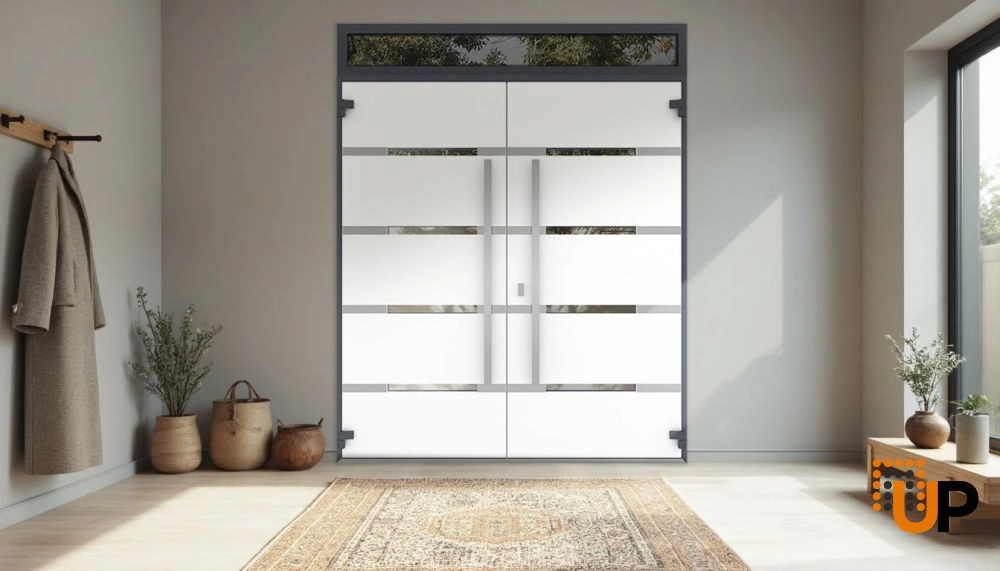 Deux 1105 exterior aluminum double door 72x108 (72x96+12) grey steel Photo #4