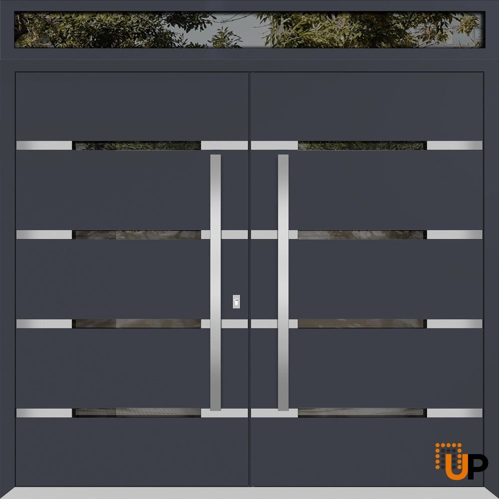 Deux 1105 exterior aluminum double door 72x110 (72x96+14) grey steel Photo #1