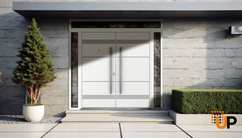Deux 1705 exterior aluminum double door 96x110 (12+72+12x96+14) white steel Photo #3