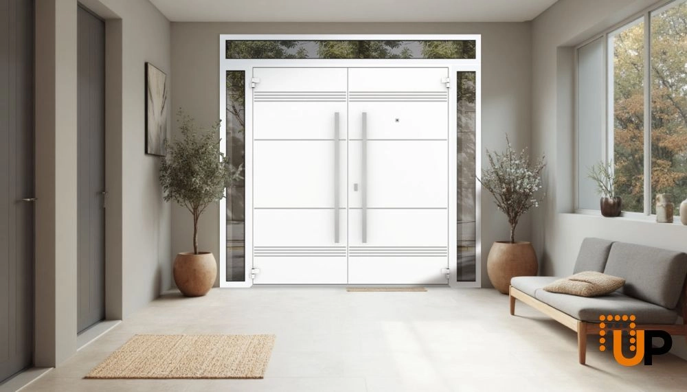 Deux 1705 exterior aluminum double door 96x110 (12+72+12x96+14) white steel Photo #4