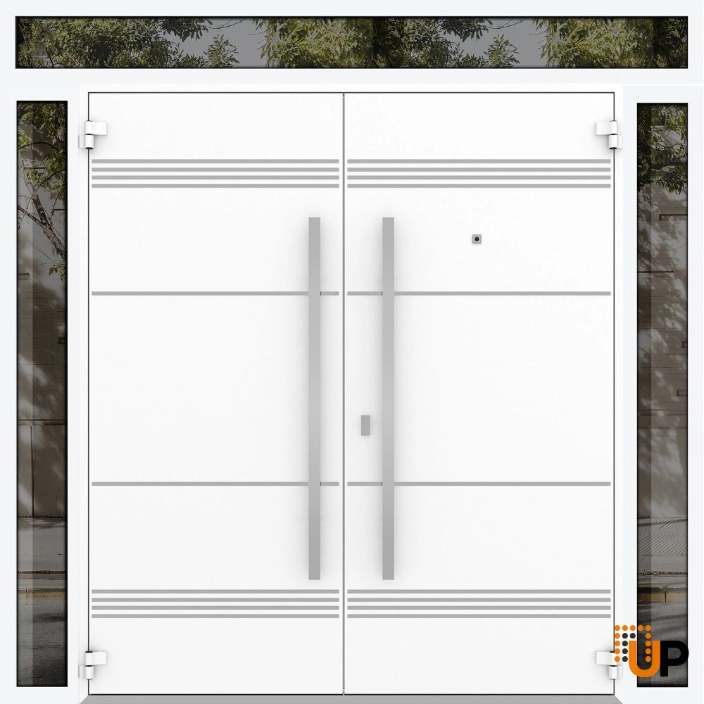 Deux 1705 exterior aluminum double door 100x108 (14+72+14x96+12) white steel Photo #2