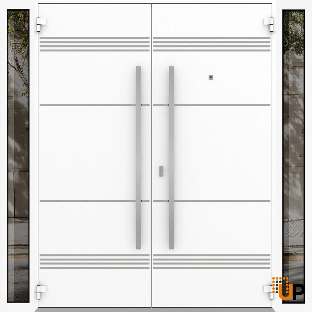 Deux 1705 exterior aluminum double door 104x96 (16+72+16x96) white steel Photo #2