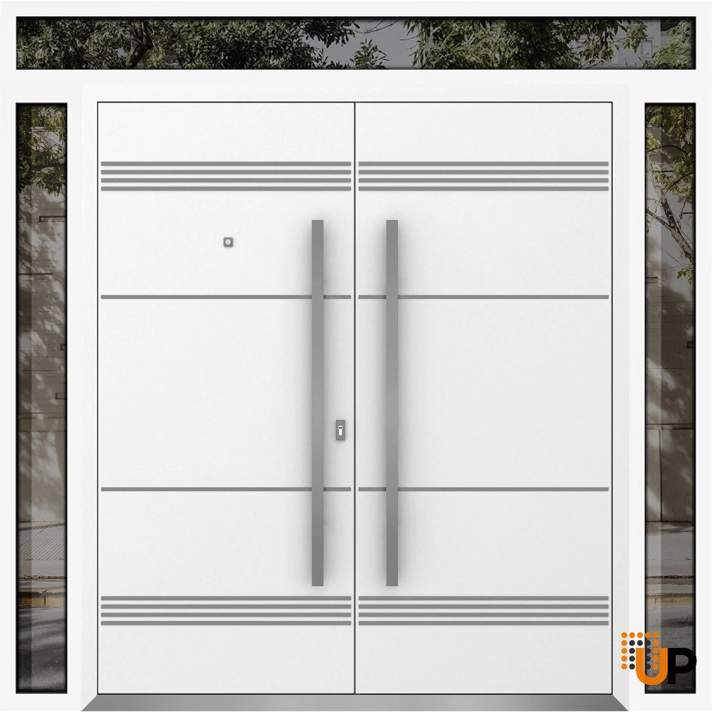 Deux 1705 exterior aluminum double door 104x110 (16+72+16x96+14) white steel Photo #1