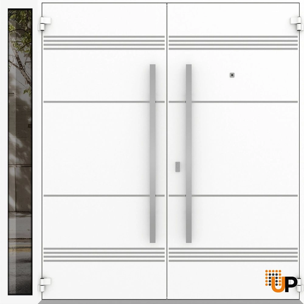 Deux 1705 exterior aluminum double door 84x96 (72+12x96) white steel Photo #2