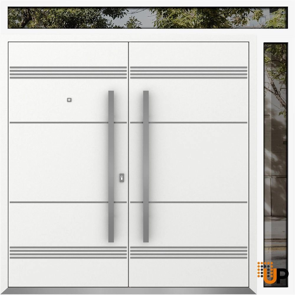 Deux 1705 exterior aluminum double door 86x110 (72+14x96+14) white steel Photo #1