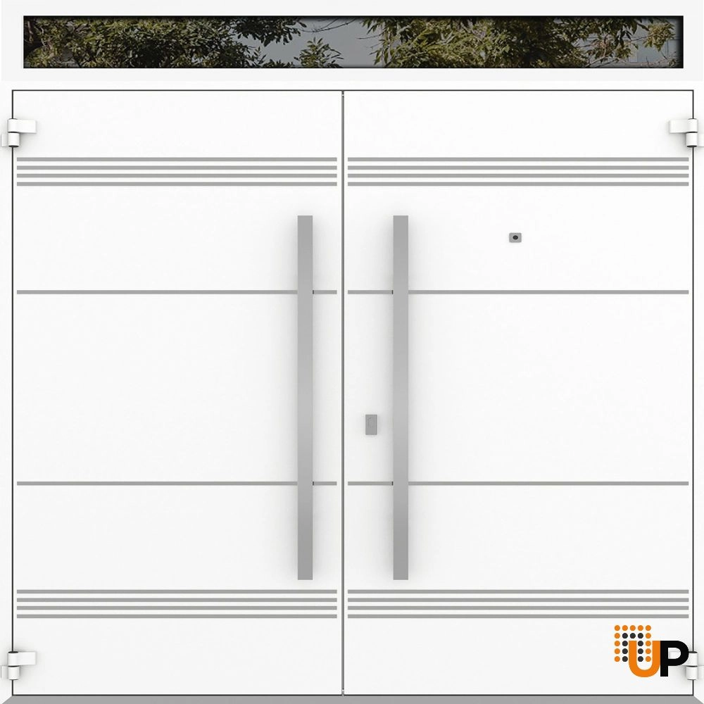 Deux 1705 exterior aluminum double door 72x110 (72x96+14) white steel Photo #2