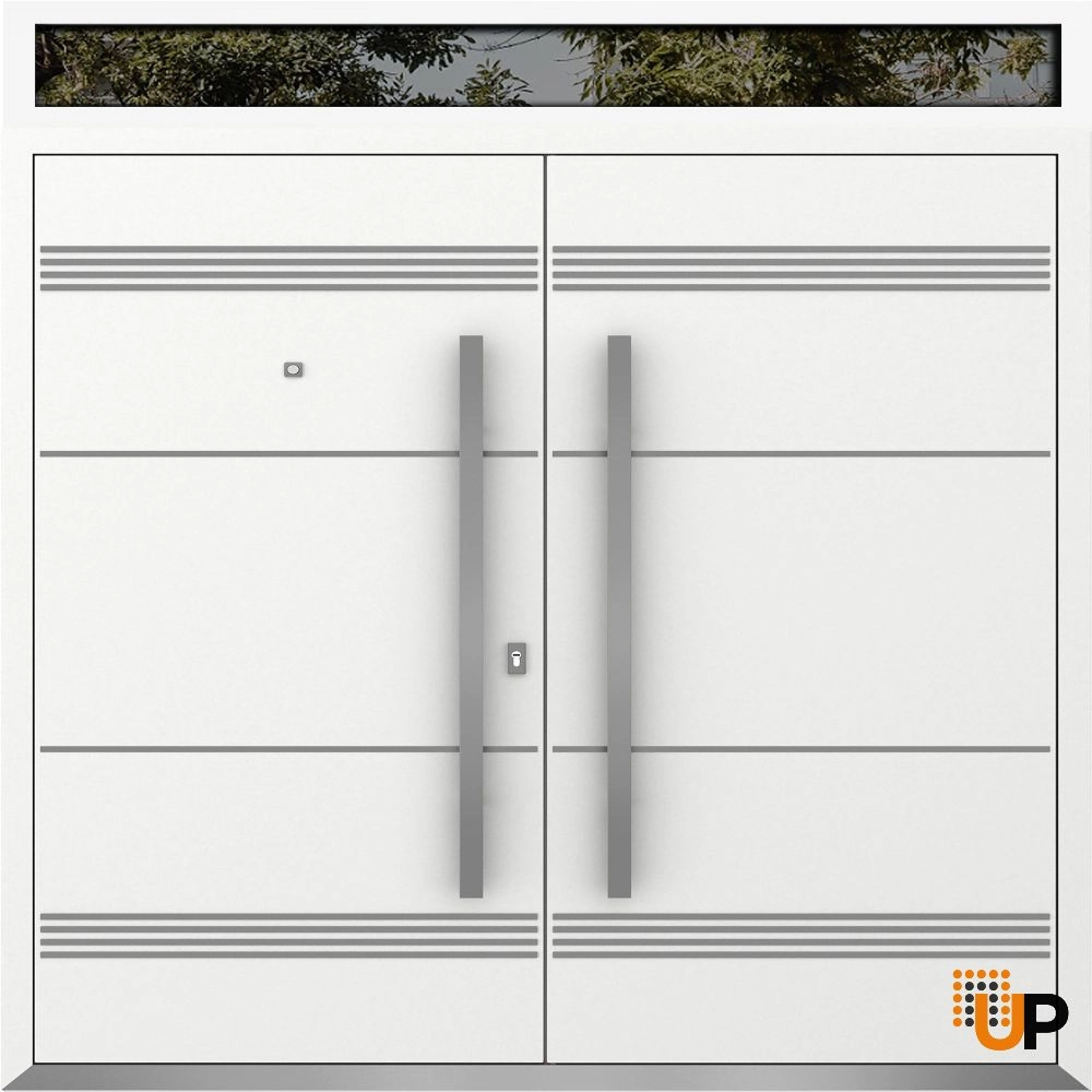 Deux 1705 exterior aluminum double door 72x112 (72x96+16) white steel Photo #1