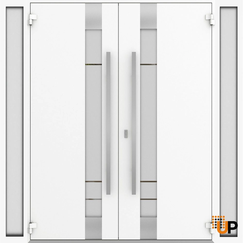 Deux 1713 exterior aluminum double door 100x96 (14+72+14x96) white steel Photo #2