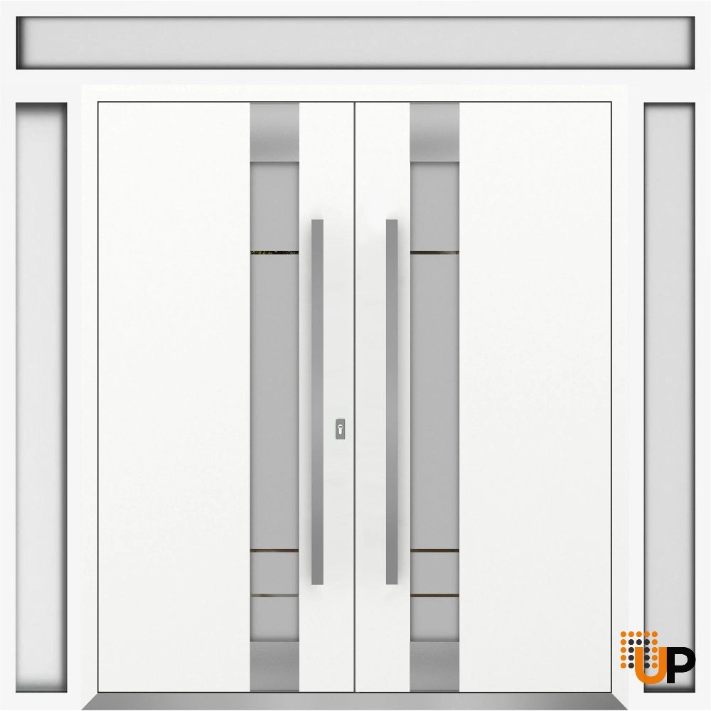 Deux 1713 exterior aluminum double door 100x112 (14+72+14x96+16) white steel Photo #1