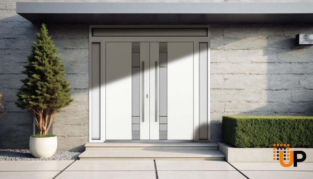 Deux 1713 exterior aluminum double door 104x110 (16+72+16x96+14) white steel Photo #3