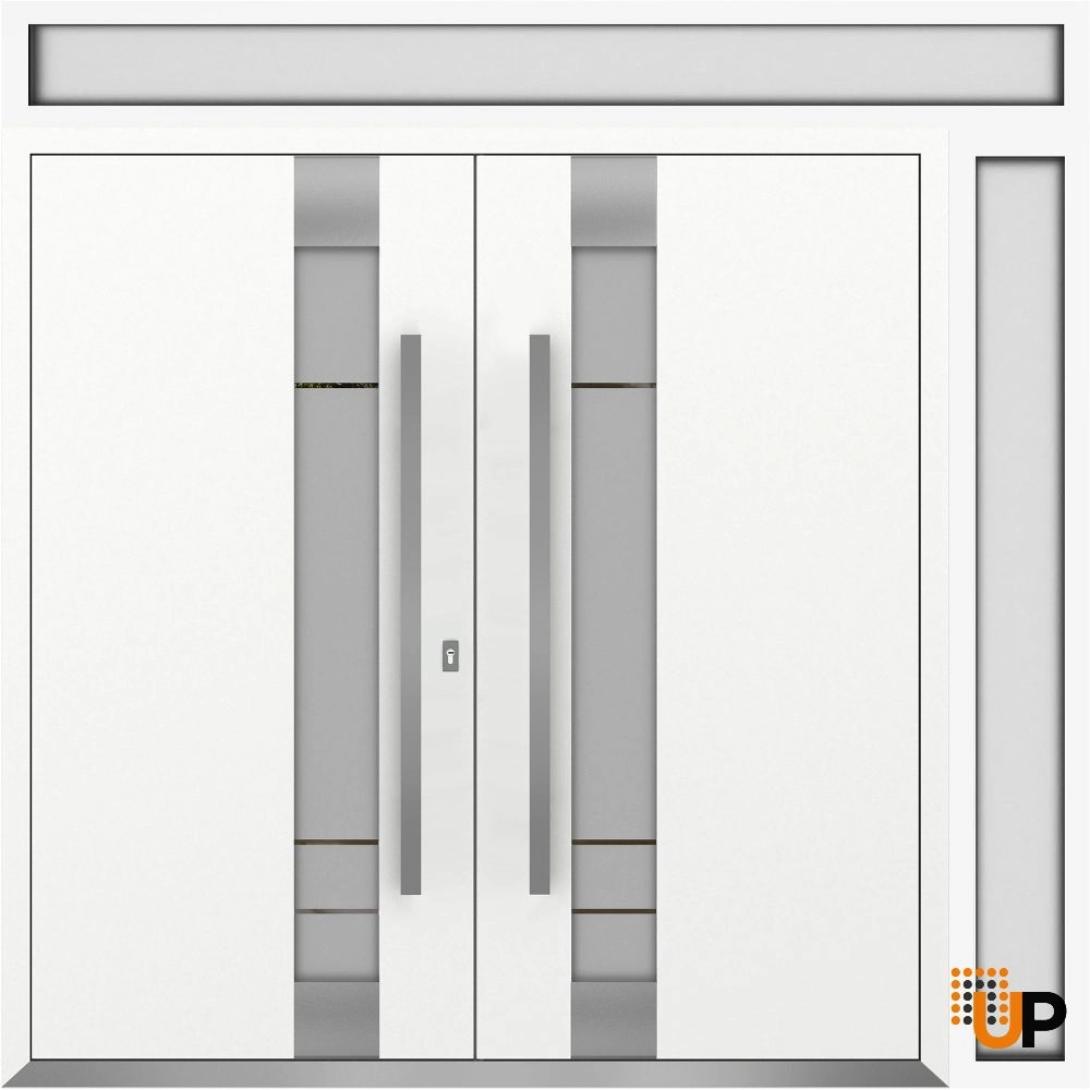 Deux 1713 exterior aluminum double door 84x110 (72+12x96+14) white steel Photo #1