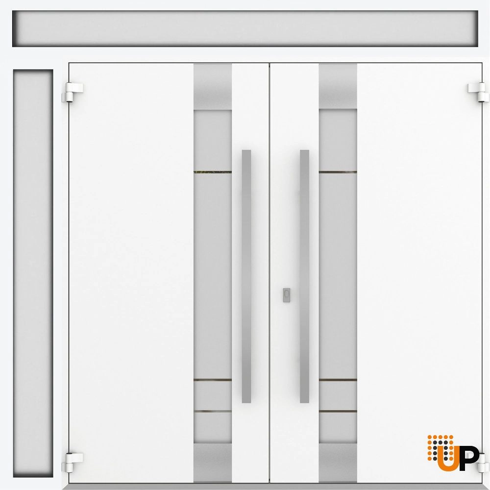 Deux 1713 exterior aluminum double door 86x112 (72+14x96+16) white steel Photo #2