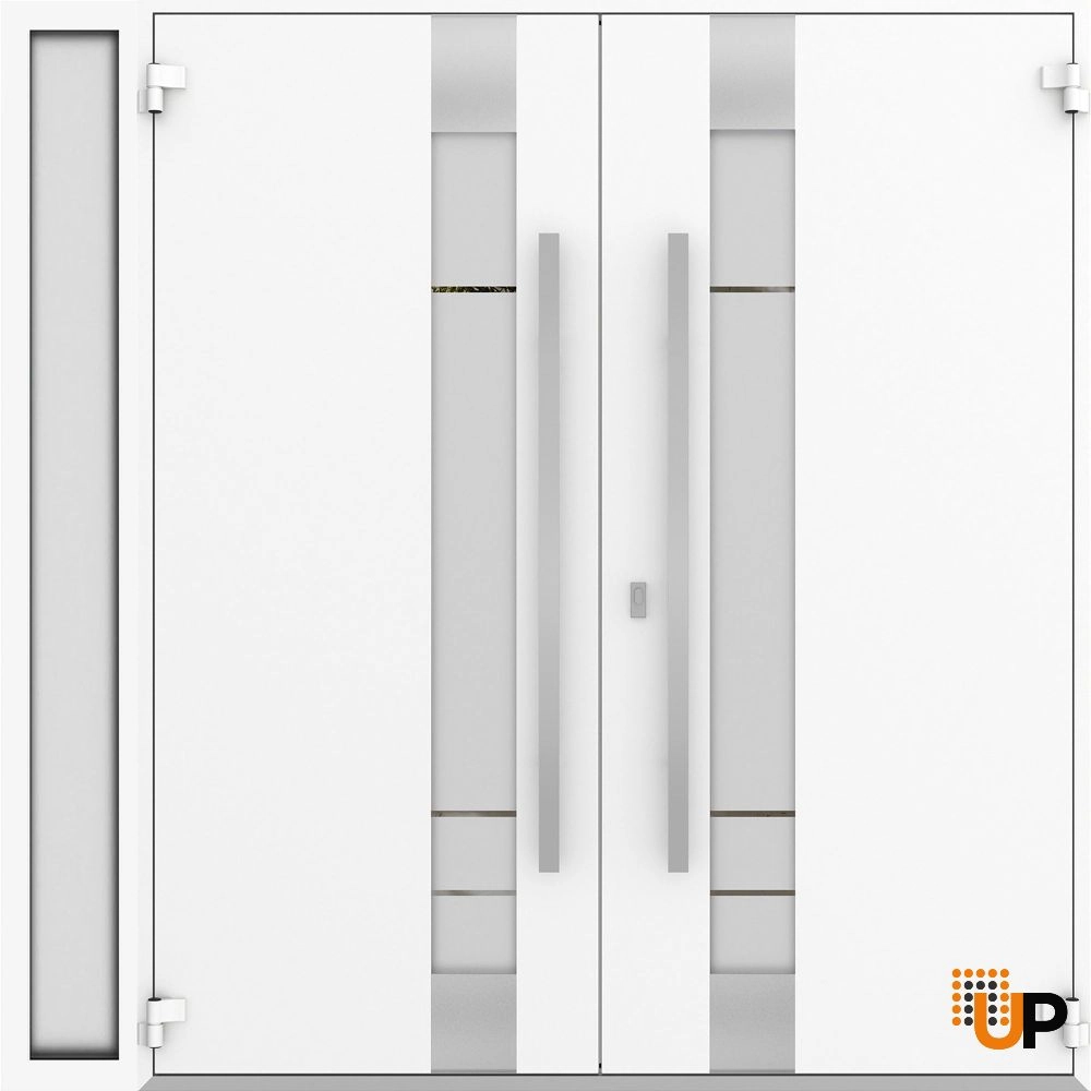 Deux 1713 exterior aluminum double door 88x96 (72+16x96) white steel Photo #2