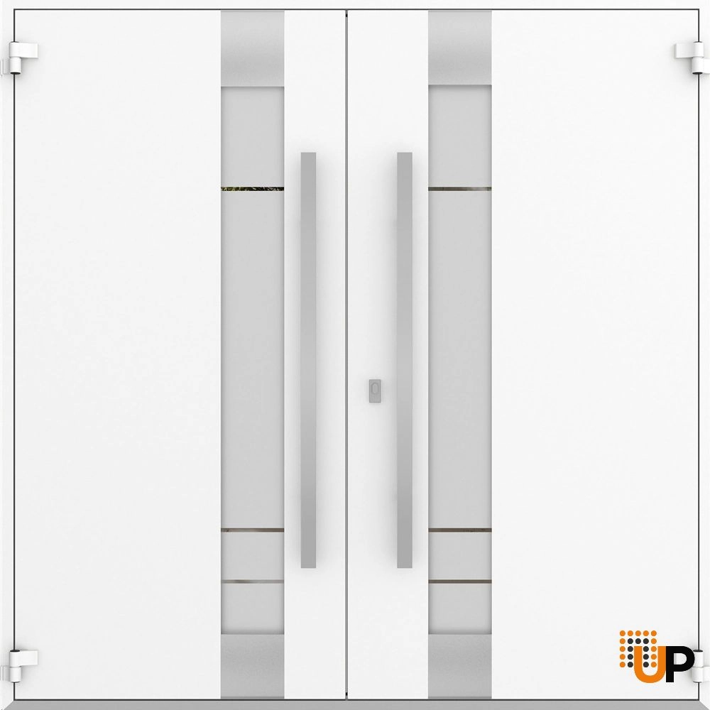 Deux 1713 exterior aluminum double door 72x96 white steel Photo #2