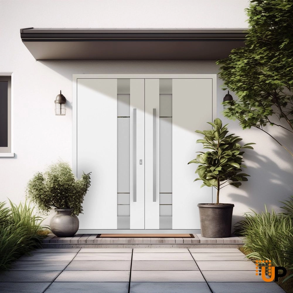 Deux 1713 exterior aluminum double door 72x96 white steel Photo #3