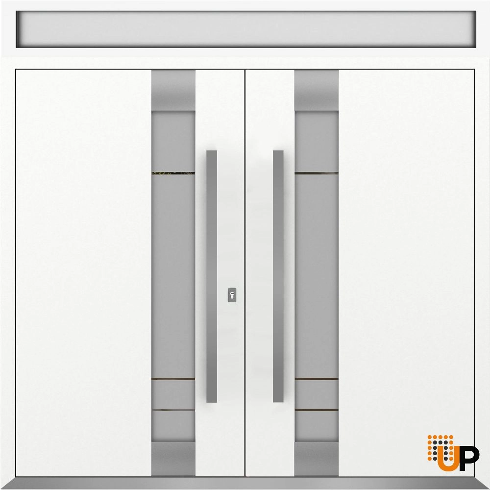 Deux 1713 exterior aluminum double door 72x112 (72x96+16) white steel Photo #1