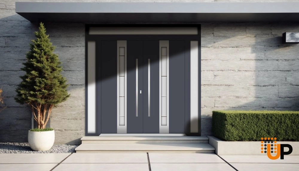 Deux 1717 exterior aluminum double door 100x108 (14+72+14x96+12) grey steel Photo #3