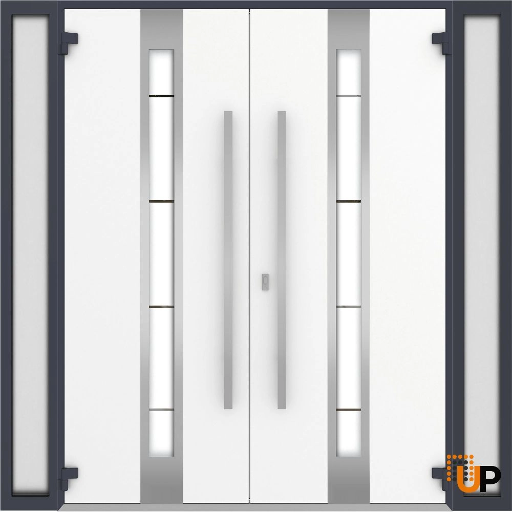 Deux 1717 exterior aluminum double door 104x96 (16+72+16x96) grey steel Photo #2