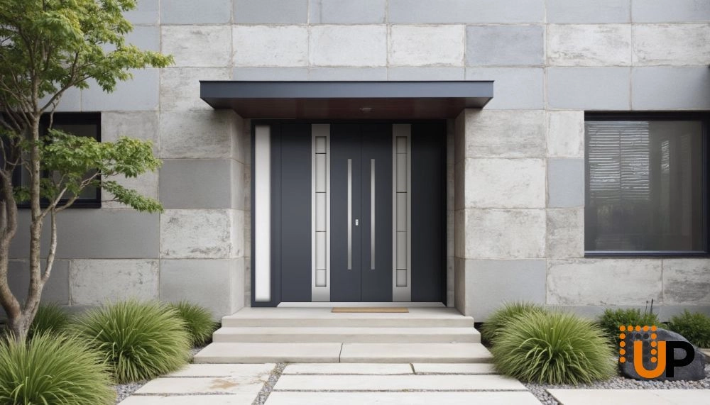Deux 1717 exterior aluminum double door 84x96 (72+12x96) grey steel Photo #3