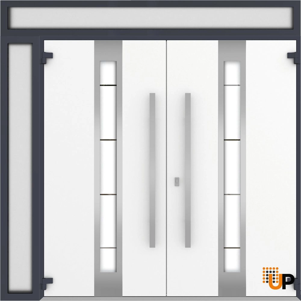 Deux 1717 exterior aluminum double door 86x112 (72+14x96+16) grey steel Photo #2