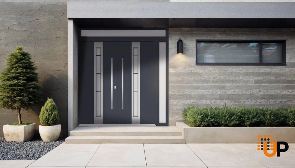 Deux 1717 exterior aluminum double door 86x112 (72+14x96+16) grey steel Photo #3