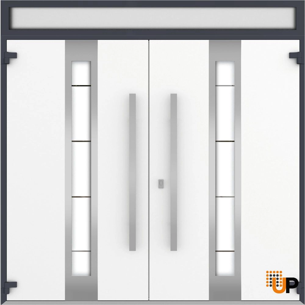 Deux 1717 exterior aluminum double door 72x108 (72x96+12) grey steel Photo #2