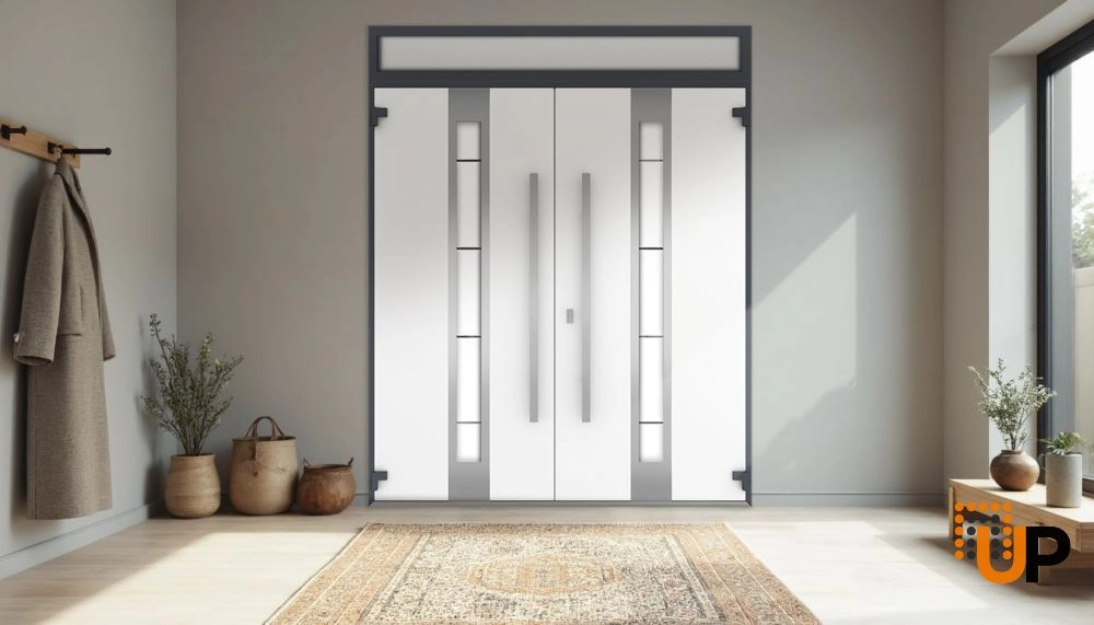 Deux 1717 exterior aluminum double door 72x108 (72x96+12) grey steel Photo #4
