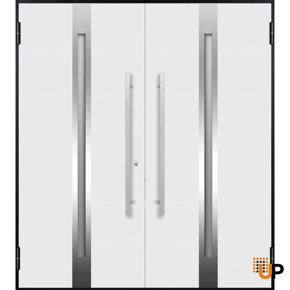 Deux 1744 exterior aluminum double door 72x96 brown steel Photo #2