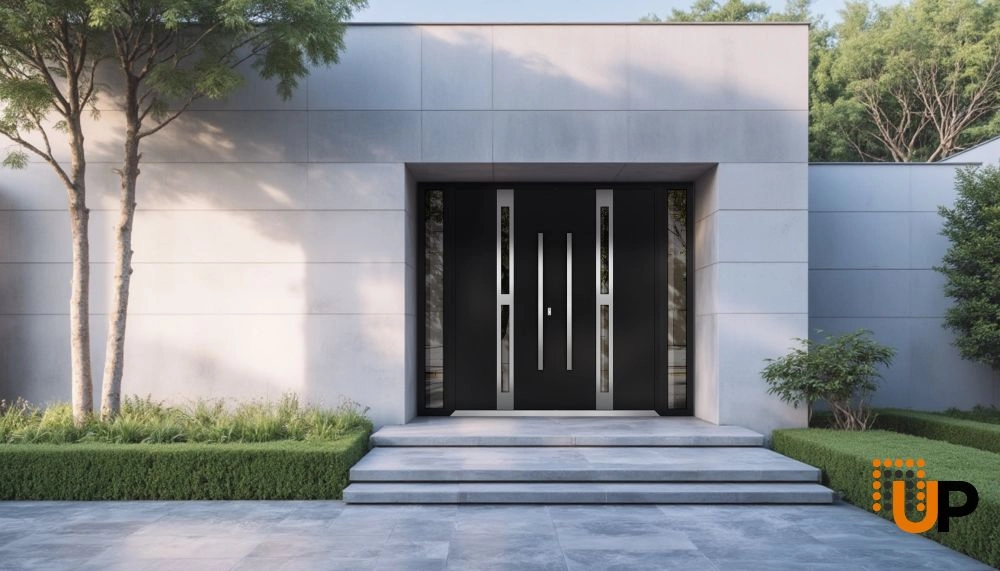 Deux 1755 exterior aluminum double door 100x96 (14+72+14x96) black steel Photo #3