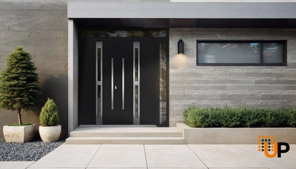 Deux 1755 exterior aluminum double door 84x108 (72+12x96+12) black steel Photo #3
