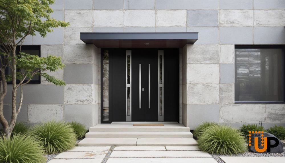 Deux 1755 exterior aluminum double door 86x96 (72+14x96) black steel Photo #3