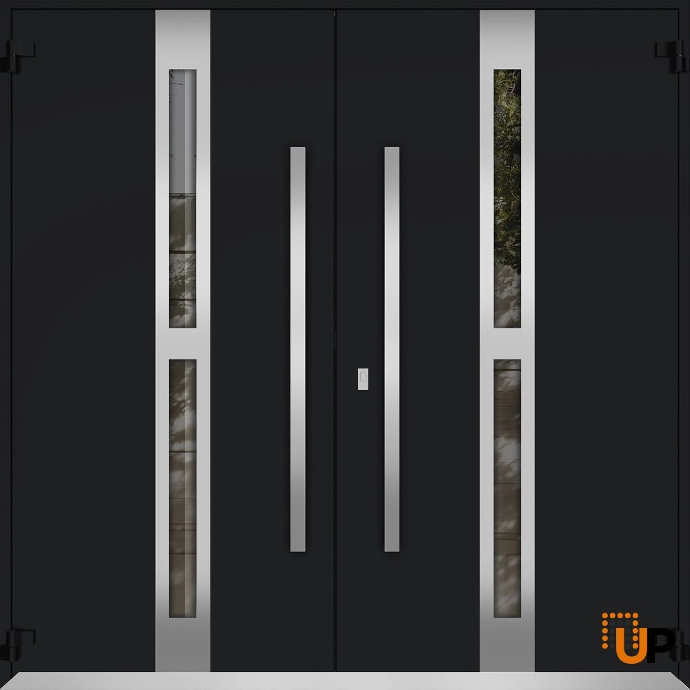 Deux 1755 exterior aluminum double door 72x96 black steel Photo #2