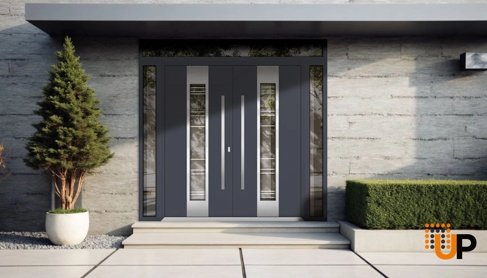 Deux 5755 exterior aluminum double door 96x108 (12+72+12x96+12) grey steel Photo #3