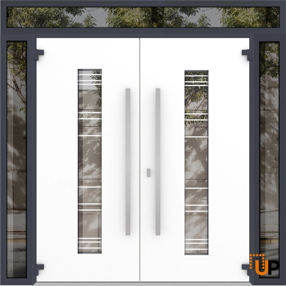 Deux 5755 exterior aluminum double door 104x112 (16+72+16x96+16) grey steel Photo #2