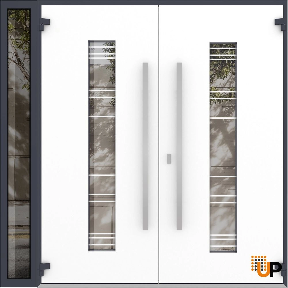 Deux 5755 exterior aluminum double door 84x96 (72+12x96) grey steel Photo #2