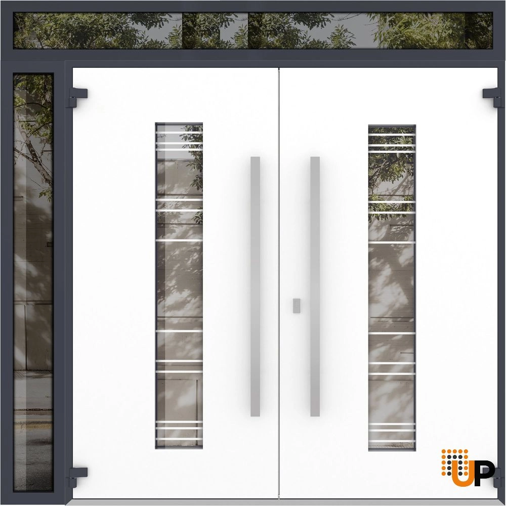 Deux 5755 exterior aluminum double door 86x108 (72+14x96+12) grey steel Photo #2