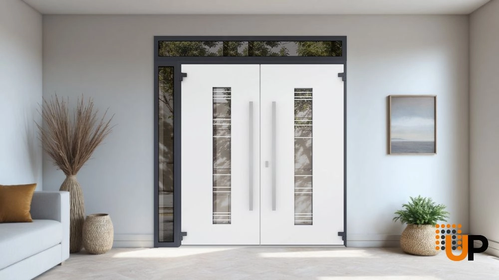 Deux 5755 exterior aluminum double door 86x108 (72+14x96+12) grey steel Photo #4