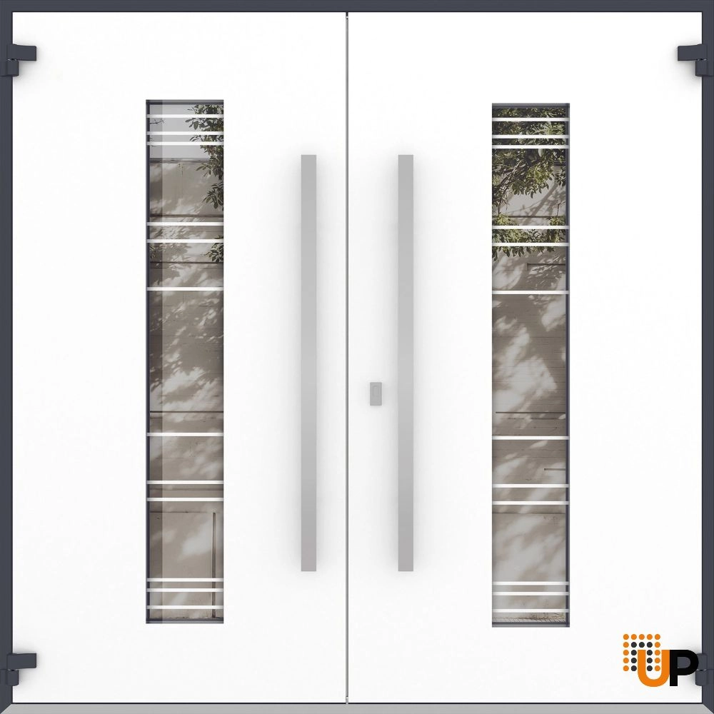 Deux 5755 exterior aluminum double door 72x96 grey steel Photo #2