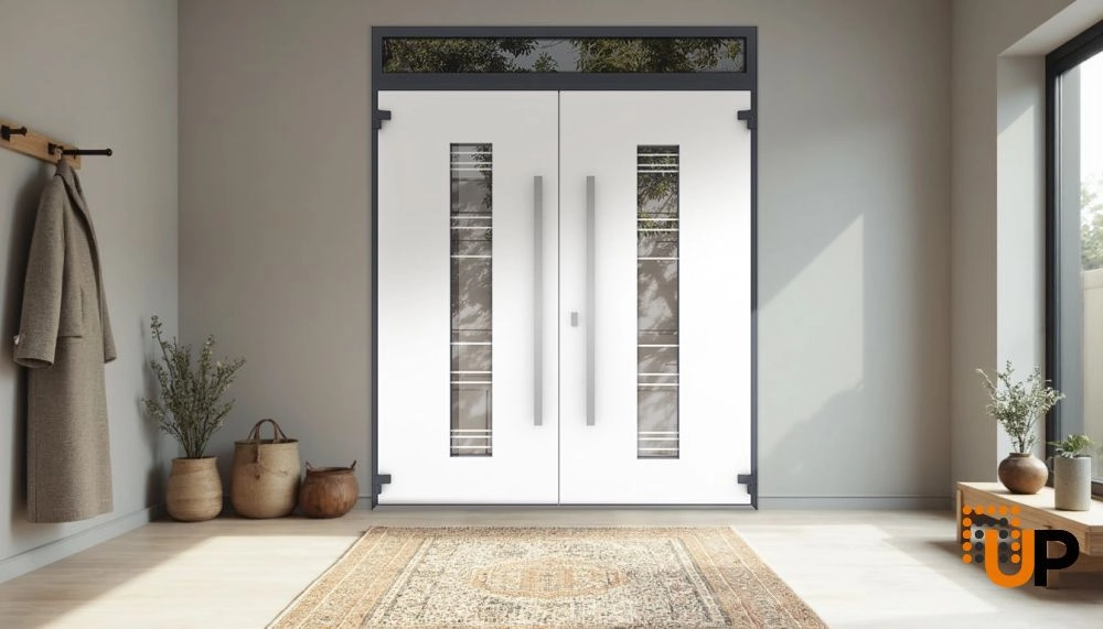 Deux 5755 exterior aluminum double door 72x108 (72x96+12) grey steel Photo #4